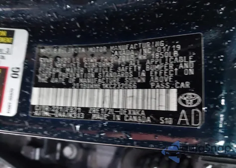 2019 Toyota Corolla Le from USA, damaged, VIN 2T1BURHE1KC232066